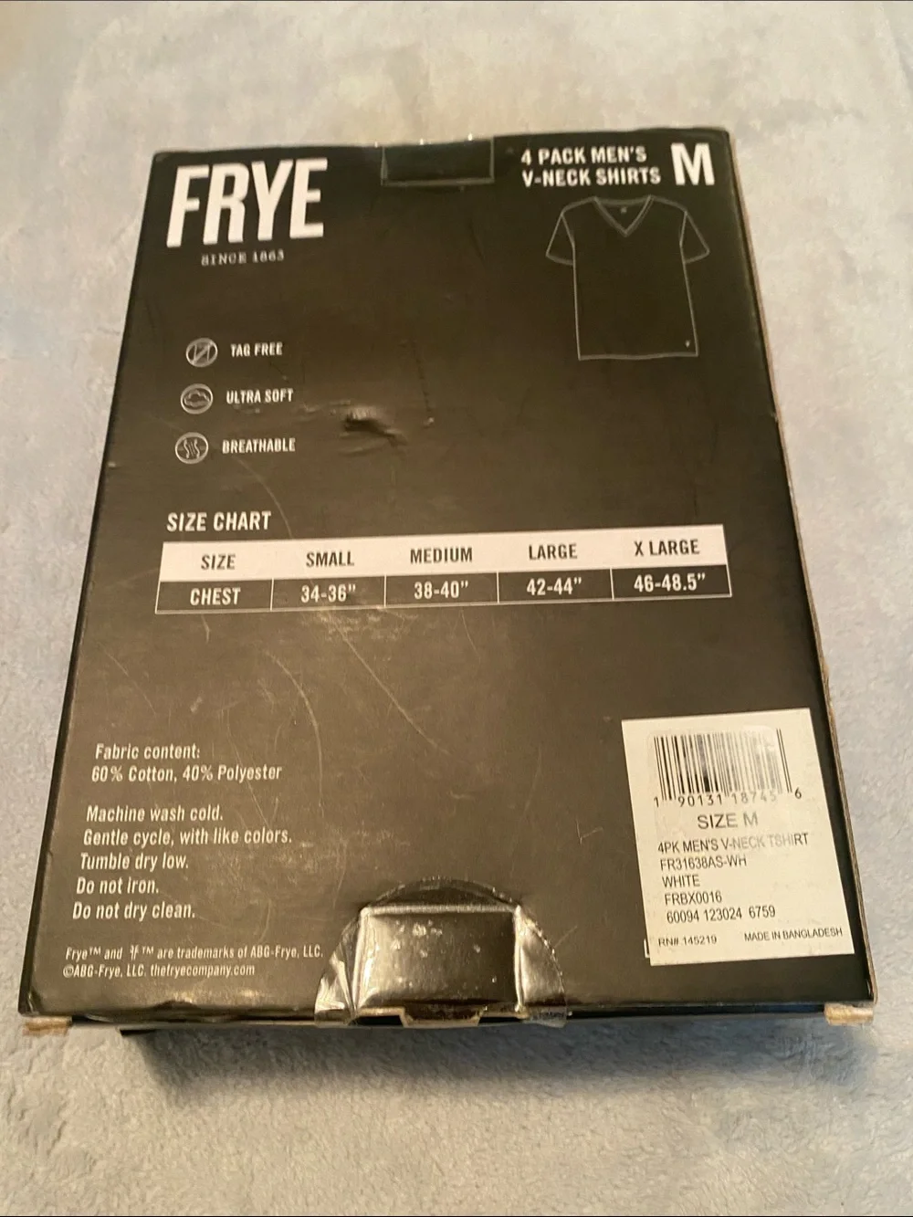 Frye Men's V-Neck T-Shirts in White (4-Pack)
